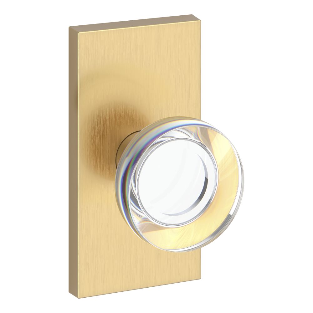 Baldwin HDCCYCFR044 Contemporary Crystal Knob with 5″ Rose, Satin Brass Finish
