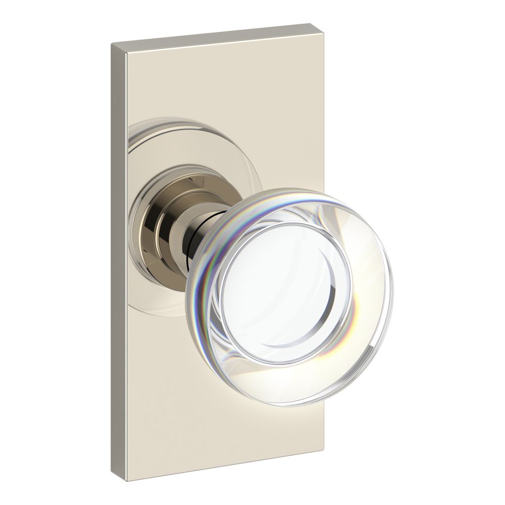 Baldwin HDCCYCFR055 Contemporary Crystal Knob with 5″ Rose, Bright Nickel Finish