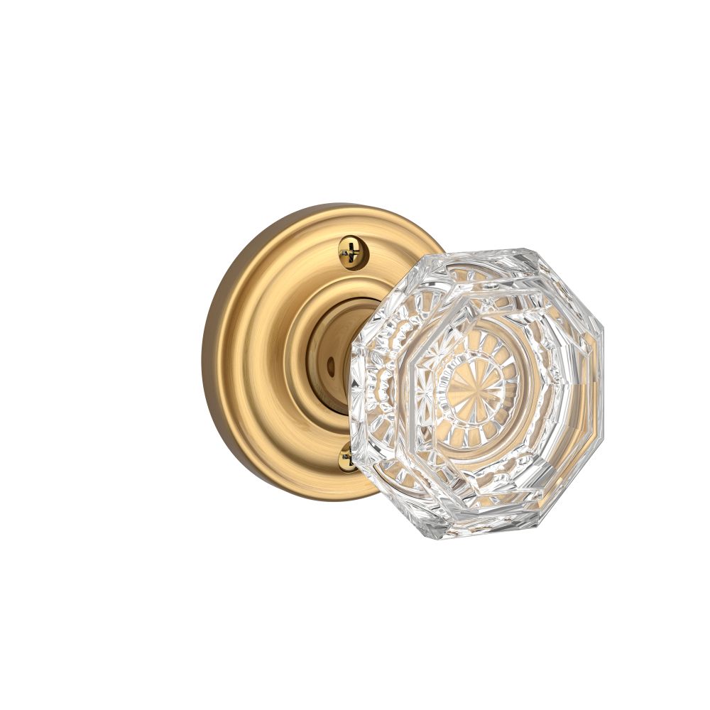 Baldwin HDCRYTRR044 Half Dummy Crystal Knob with Round Rose, Satin Brass Finish