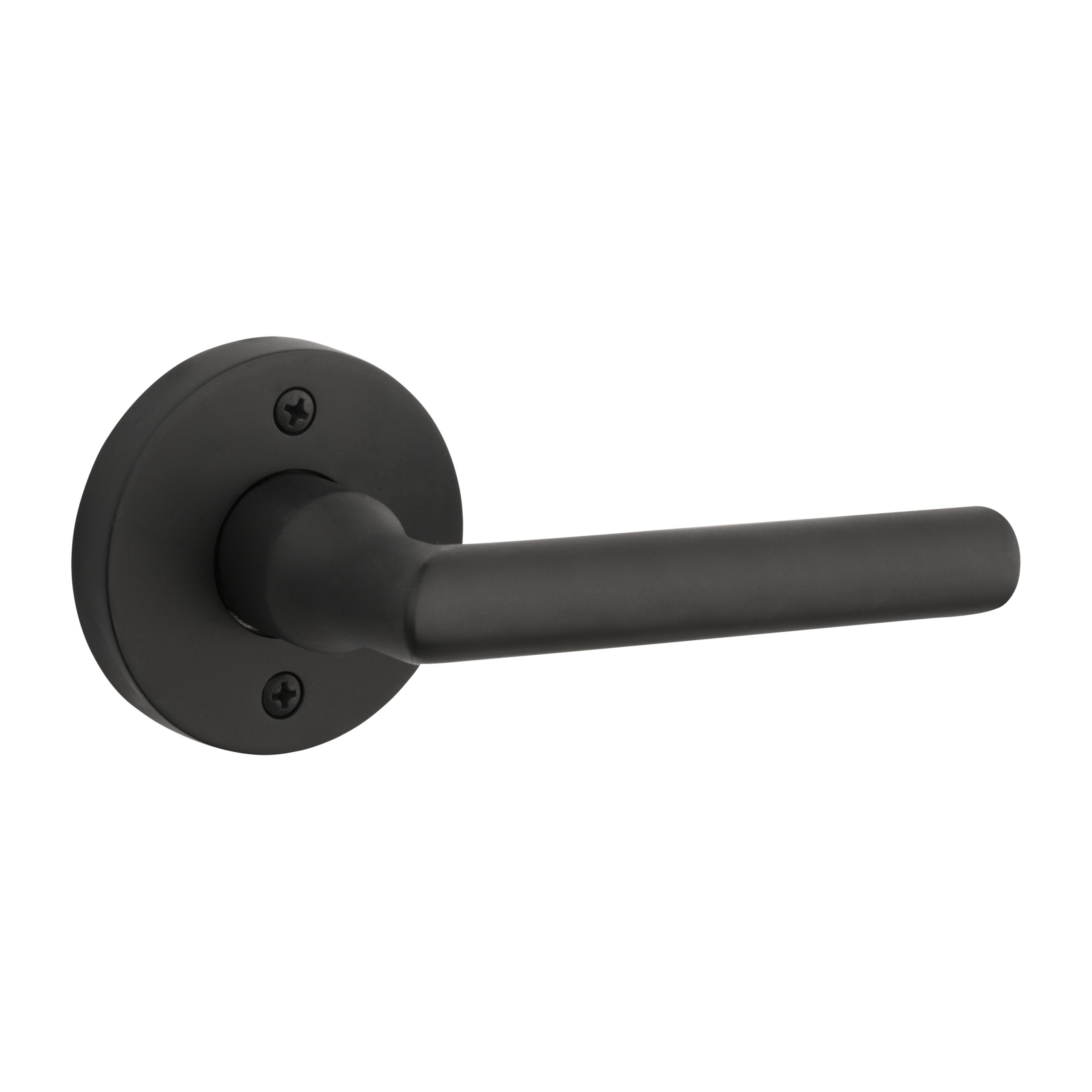 Baldwin HDTUBCRR190 Satin Black Half Dummy Tube Lever with Contemporary Round Rose