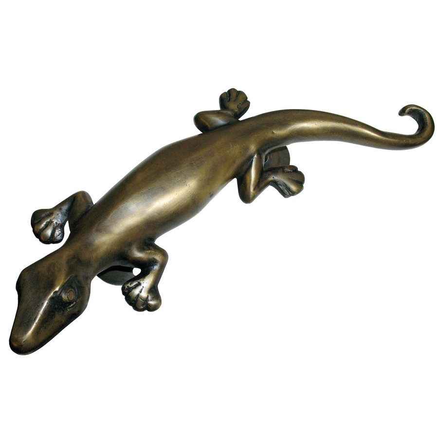 Large RH Gecko Pull 4-3/8″ Center to Center Antique Brass Handcrafted Hardware HPU8012R