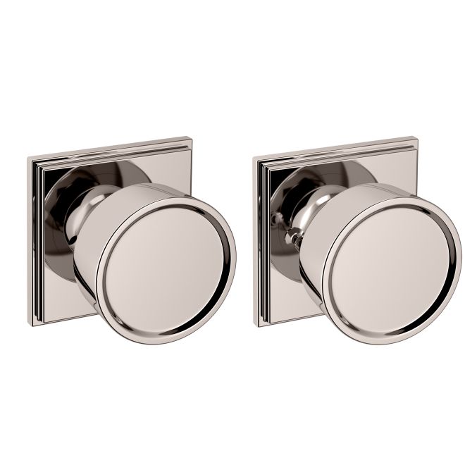 Baldwin K008055PRIV K008 Hollywood Hills Knob R050 Rose Privacy Lock, Bright Nickel Finish