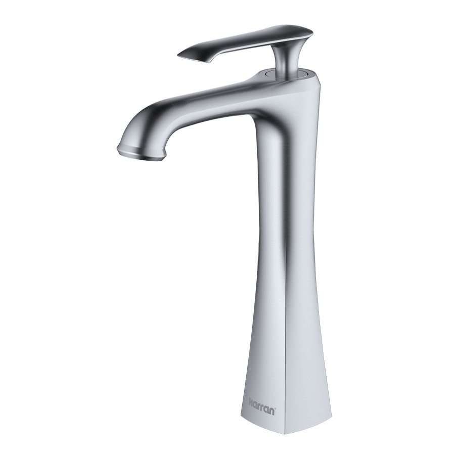 Woodburn Single Handle Vessel Bathroom Faucet and Pop-Up Drain Stainless Steel Karran KBF412SS