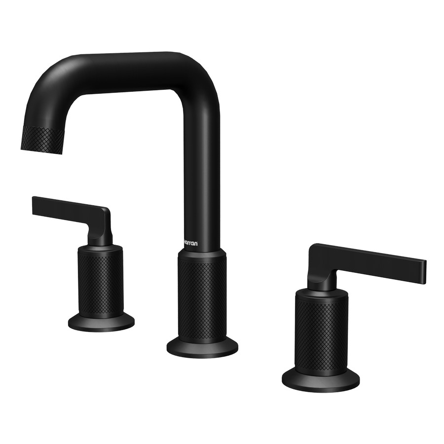 Gillingham Two Handle Widespread Bathroom Faucet w/ Pop-Up Drain Matte Black Karran KBF534MB