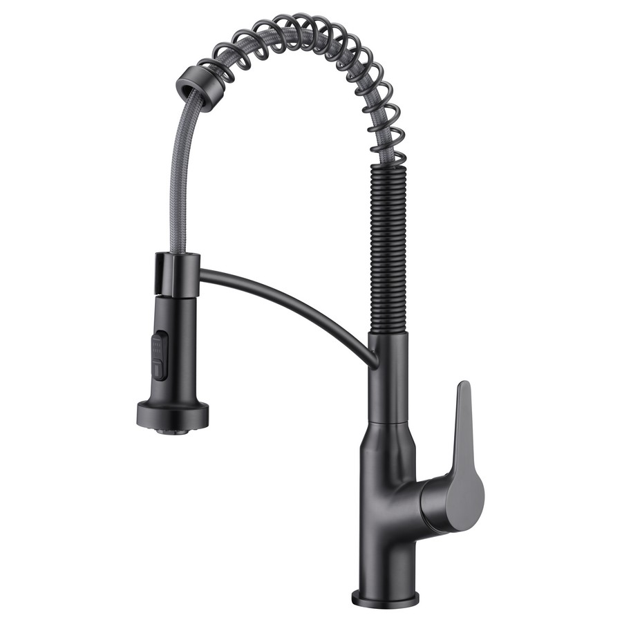 Scottsdale Single Handle Pull-Down Sprayer Commercial Style Kitchen Faucet Gunmetal Grey Karran KKF210GG