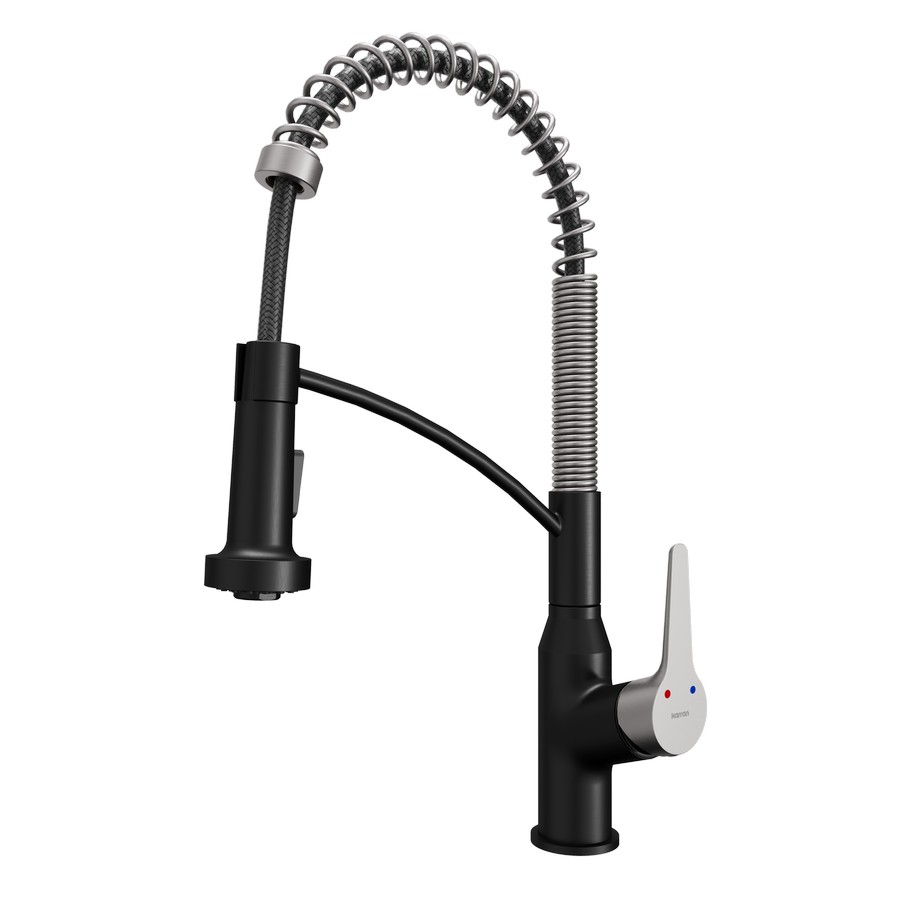 Scottsdale Single Handle Pull-Down Sprayer Kitchen Faucet Matte Black/Stainless Steel Karran KKF210MBSS