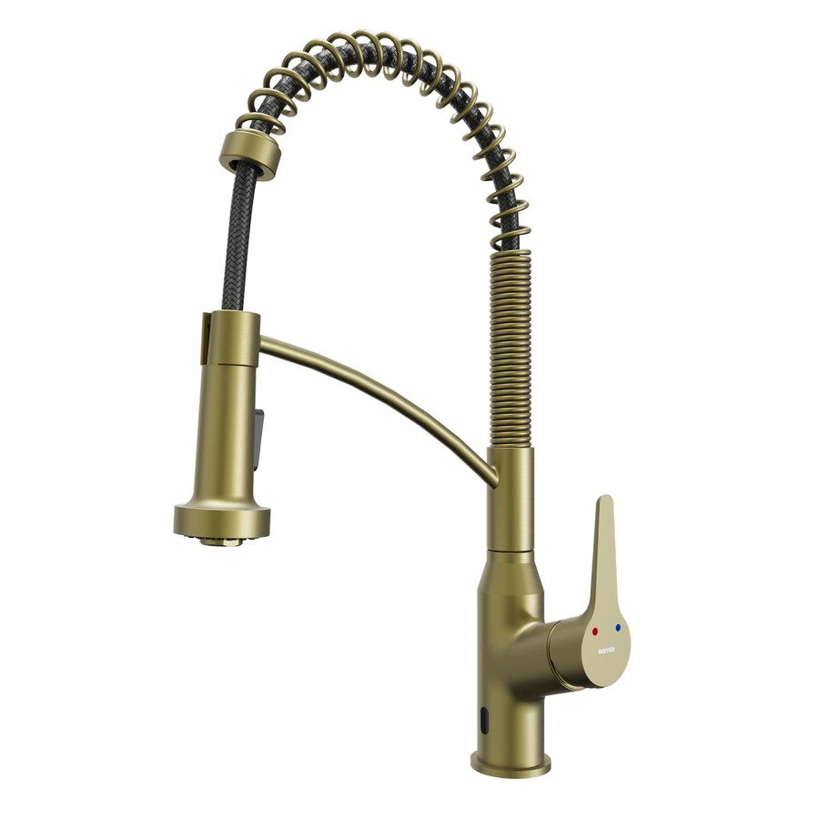 Alston Touchless Single Handle Pull-Down Sprayer Kitchen Faucet Brushed Gold Karran KKF215BG