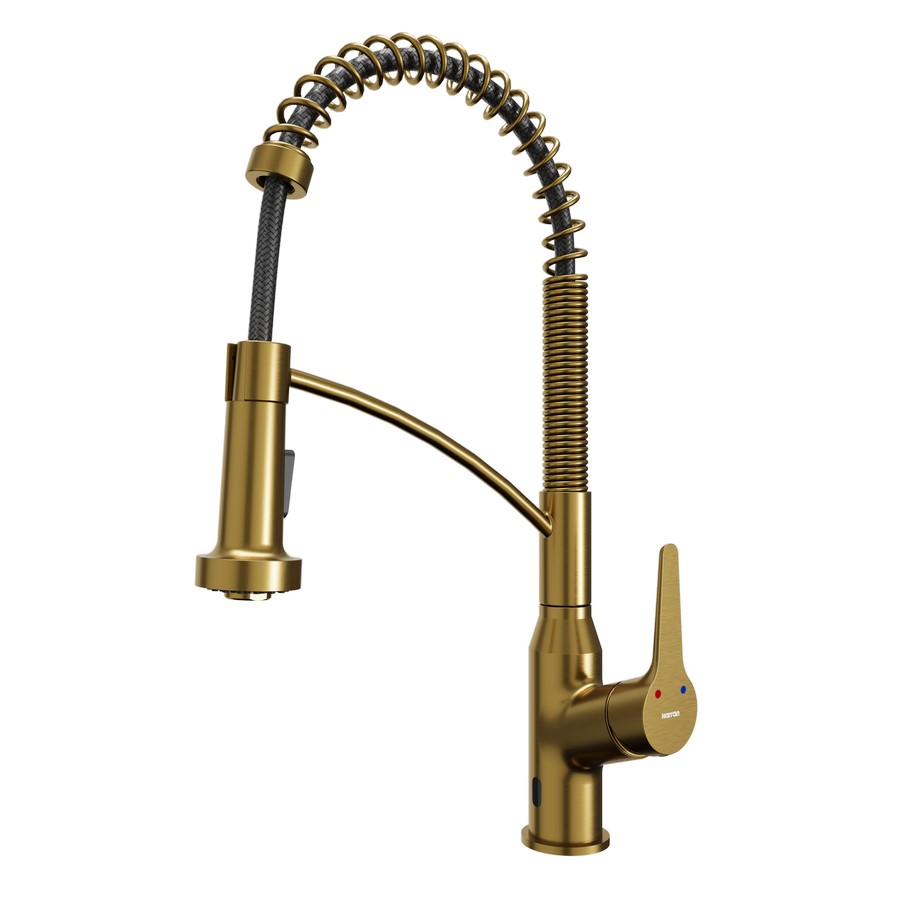 Alston Touchless Single Handle Pull-Down Sprayer Kitchen Faucet Gold Karran KKF215G