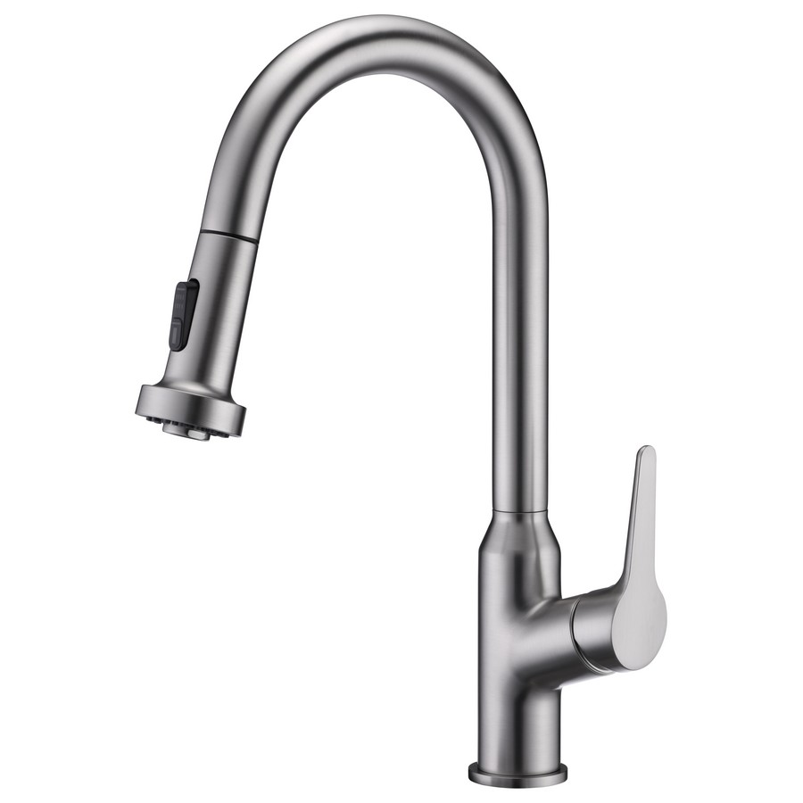 Dockton Single Handle Pull-Down Sprayer Kitchen Faucet Stainless Steel Karran KKF250SS