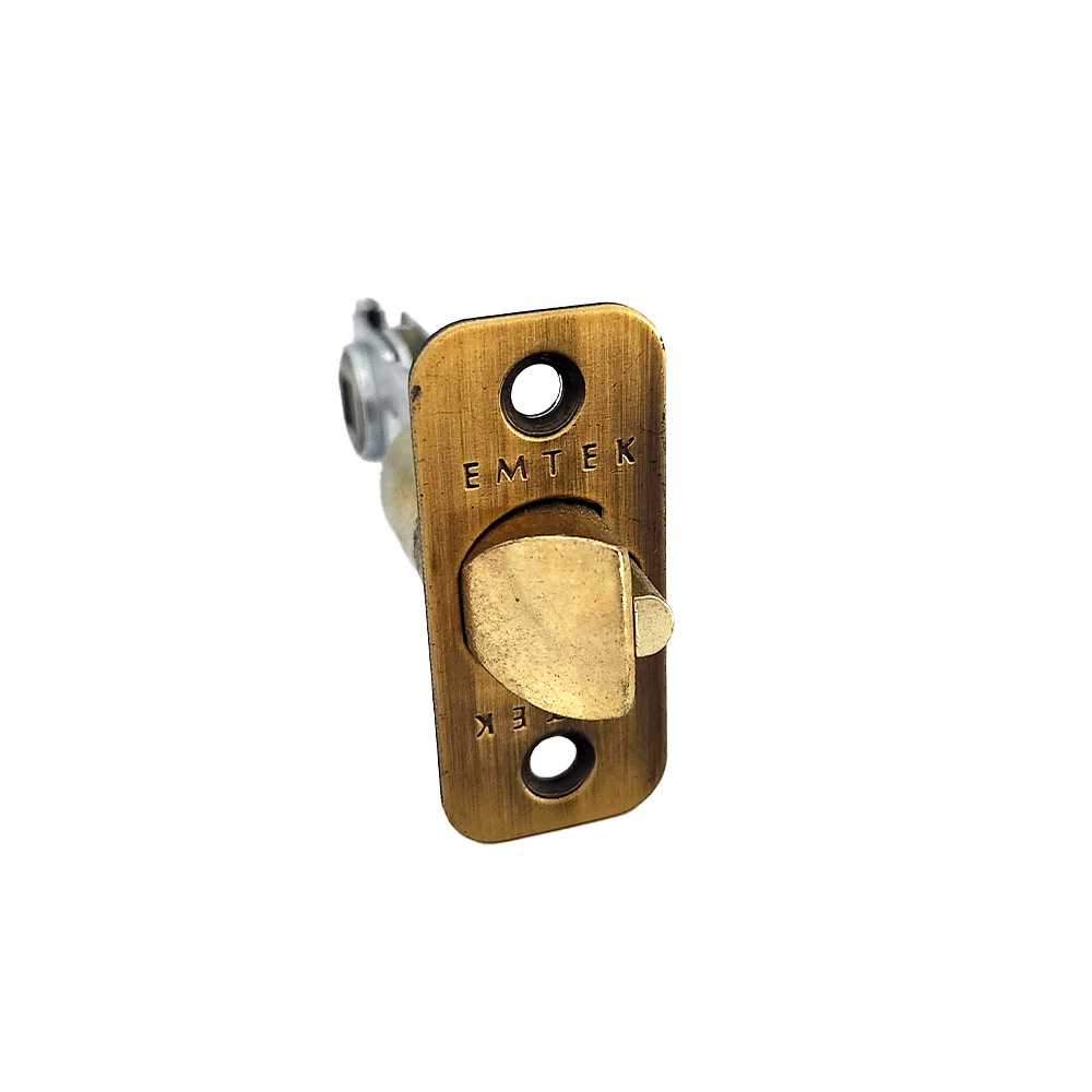 Emtek LC4-DLB275R-US7 Keyed Lever/Knob Deadlatch, 2-3/4″ Backset, 1/4″ Radius, Antique Brass Finish