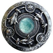 Notting Hill NHK-161-BN-GA, Jeweled Lily Knob in Brite Nickel/Green Aventurine Natural Stone, Jewel