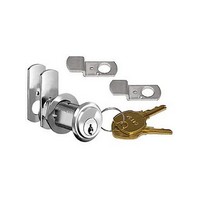 CompX C8103-101-26D, Pin Tumbler Cam Lock, 90-Degree Cam Turn, Lipped/Overlay, Cylinder 1-3/16, Max Material 7/8, Keyed #101, Satin Chrome