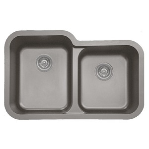 32″ Seamless Undermount Large/Small Bowl Quartz Kitchen Sink Concrete Karran Q-360R-CN
