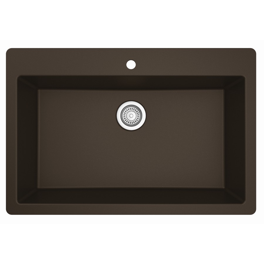 33″ Large Single Bowl Quartz Kitchen Sink Brown Karran QT-812-BR