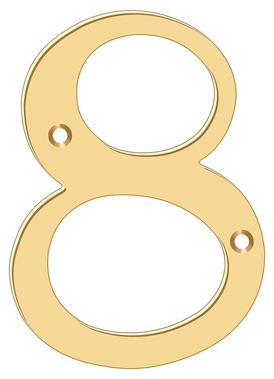Deltana RN6-8 6″ Solid Brass Numbers, PVD Polished Finish
