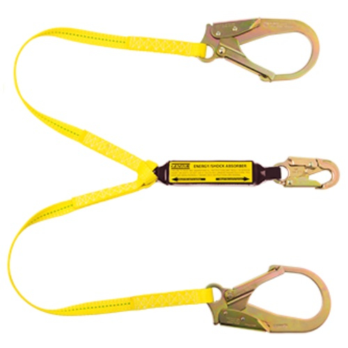 Gemtor VP168-3 100% Tie-off Energy Absorbing Lanyard with Large Snaphook 3 ft