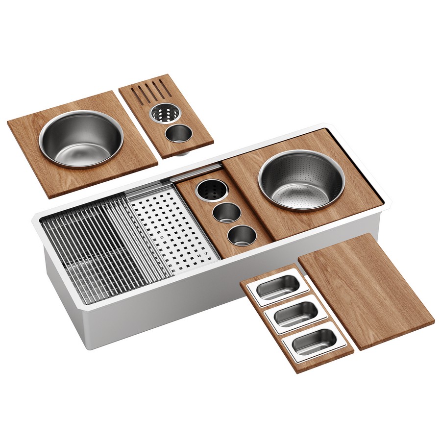45″ Undermount Single Bowl Stainless Steel Workstation Kitchen Sink Karran WS-100-PK1