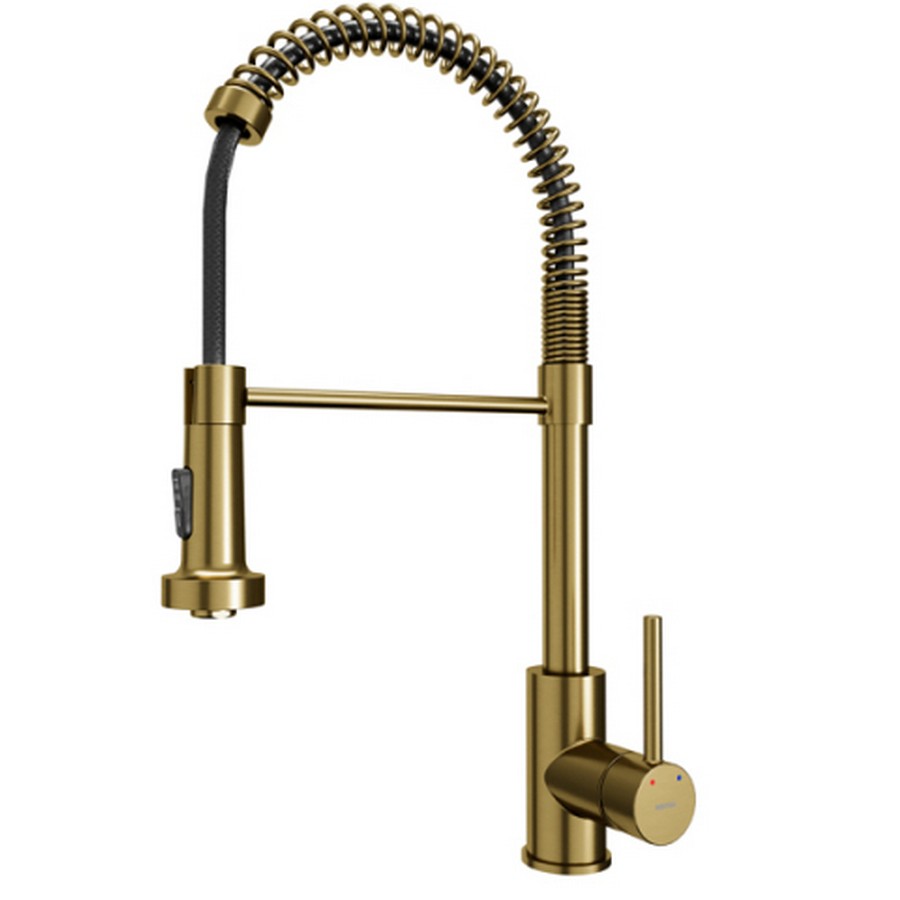 Loxton Touchless Single Handle Pull-Down Sprayer Kitchen Faucet Brushed Gold Karran KKF228BG