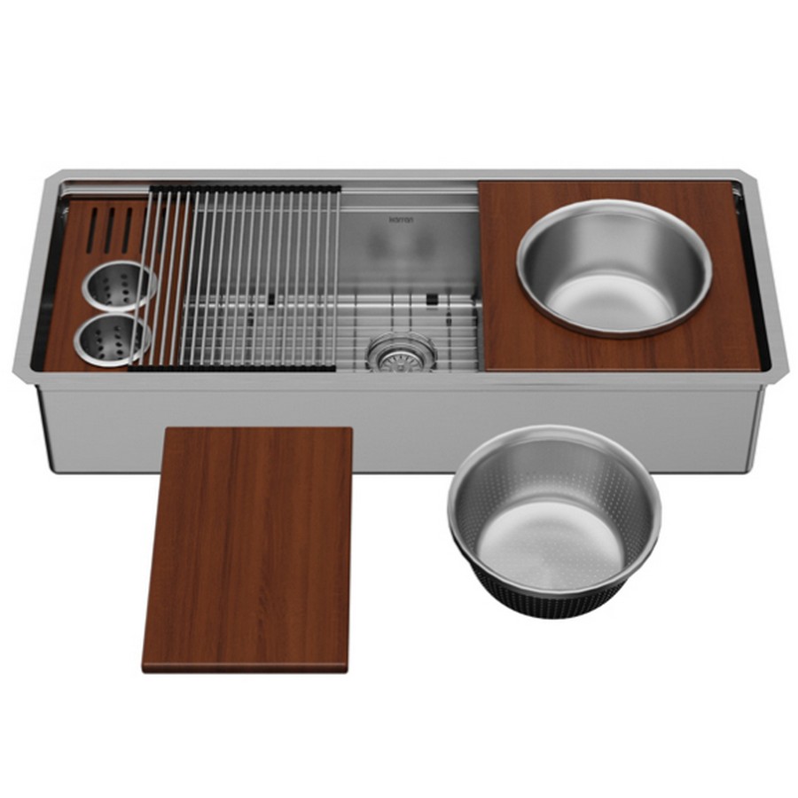 45″ Undermount W-90 Single Bowl Stainless Steel Workstation Kitchen Sink Karran WS-90-PK1